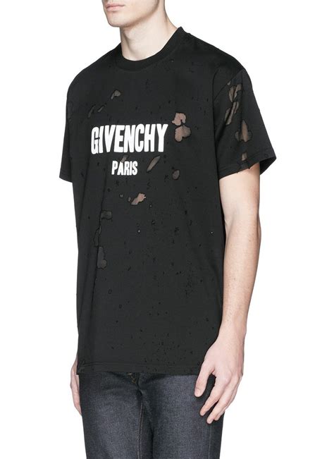 givenchy paris all black shirt|givenchy distressed t shirt.